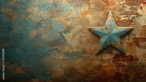 vintage background with star and blue grunge wall background with copy space for San Jacinto day - AI Generated Abstract Art photo