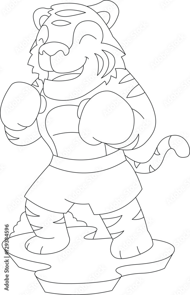 Fototapeta premium Tiger Boxer Boxing gloves Boxing Animal Vector Graphic Art Illustration