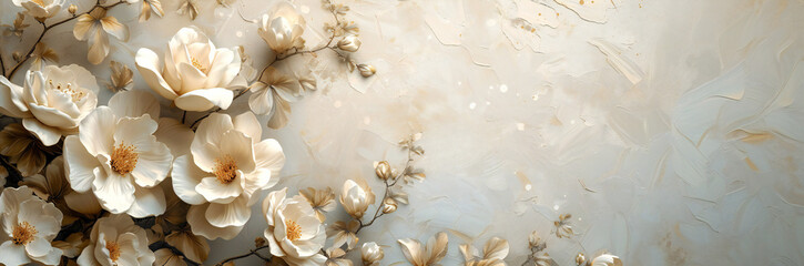 Baroque abstract style white floral pattern painted texture background for a wedding card.