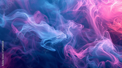 blue and pink smoke in a purple and blue area.
