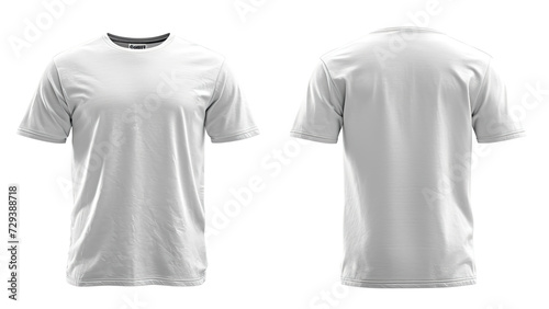 Versatile white t-shirt mockup with front and back views, isolated on a transparent background, ideal for showcasing design mockups and print templates