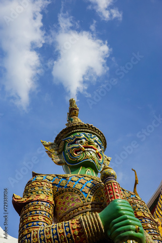 Demon Guardian inside Wat Phra Kaew Grand Palace Bangkok Thailand. © tieataopoon