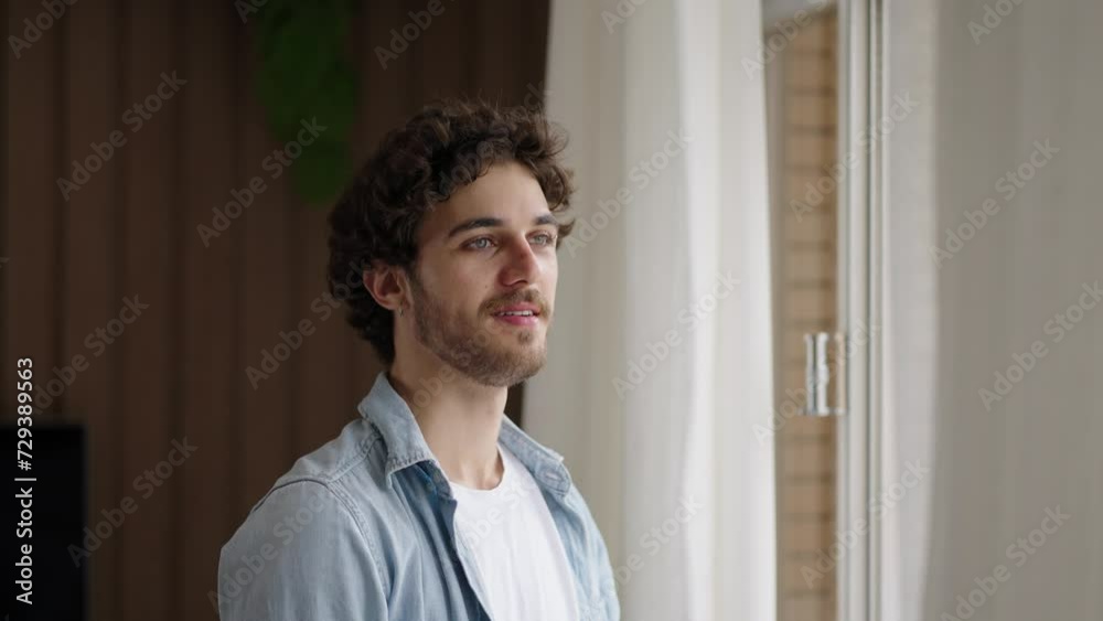 Peaceful man at the window breath fresh air feels calm. Anxiety relief, brings internal state in order exercise. No stress, mindfulness concept
Peaceful man at the window breath fresh air feels calm. Anxiety relief, brings internal state in order exercise. No stress, mindfulness concept