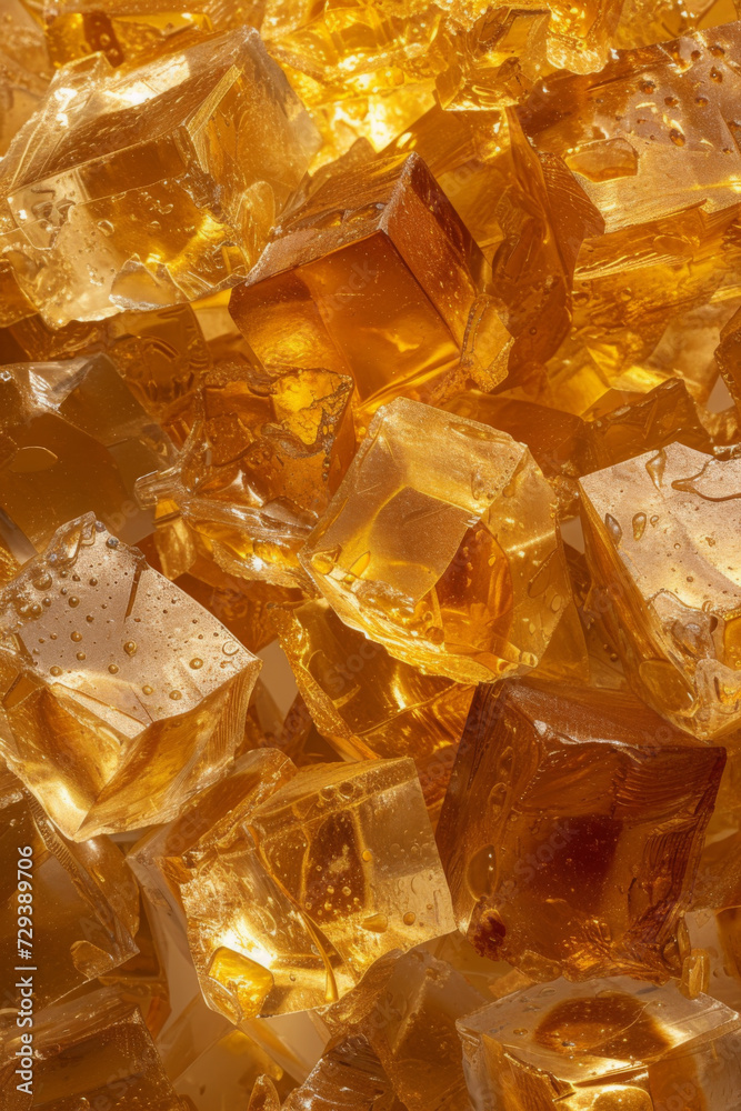 Close look at a pile of honey cubes. Close look at a pile of honey cubes.