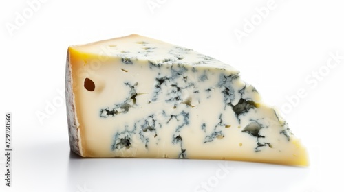A tangy gorgonzola cheese showcased in a close-up realistic photo against a white background Generative AI