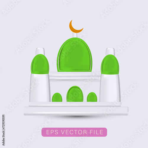 vector islamic background with 3d mosque.