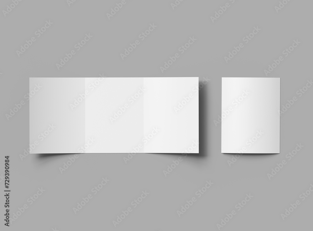 Blank Tri-fold US letter 8'5x11 inc size brochure 3d render Blank Tri-fold US letter 8'5x11 inc size brochure 3d render