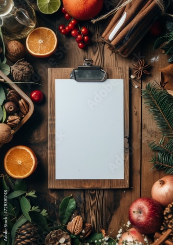 Blank recipe page template mock up with vegetables and ingredients