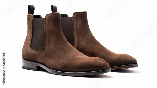 Men's suede Chelsea boots in dark brown Generative AI