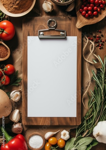 recipe notebook with vegetables