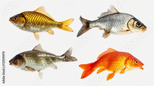 Set of Fish Isolate on White Background