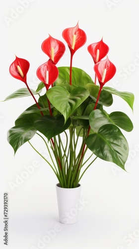 Wallpaper Mural Stock image of a Anthurium Plant on a white background, glossy, heart-shaped flowers, elegant and exotic Generative AI Torontodigital.ca