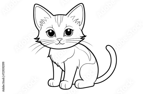 Coloring Page Outline Of cartoon fluffy cat. Coloring book for kids