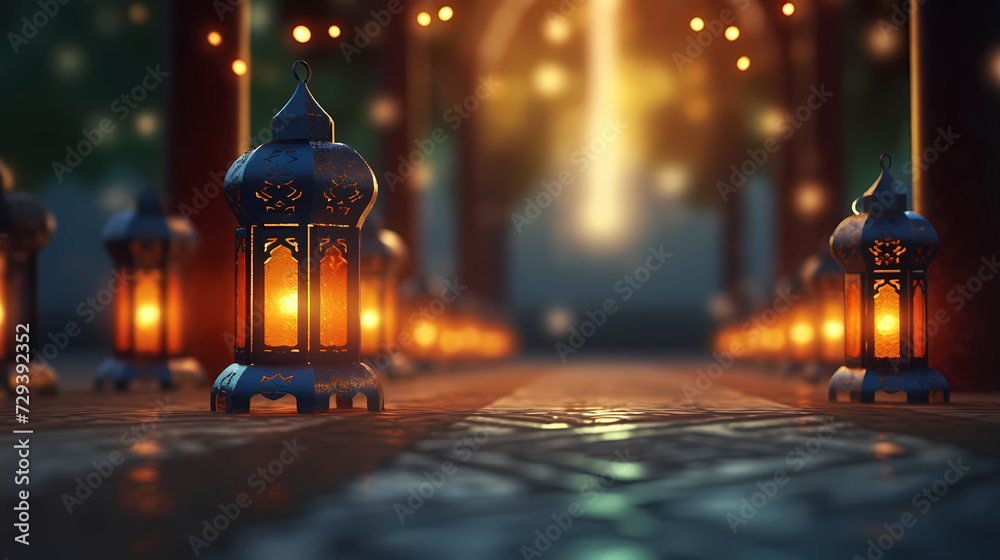 Glowing background for muslim feast in holy month of Ramadan Kareem