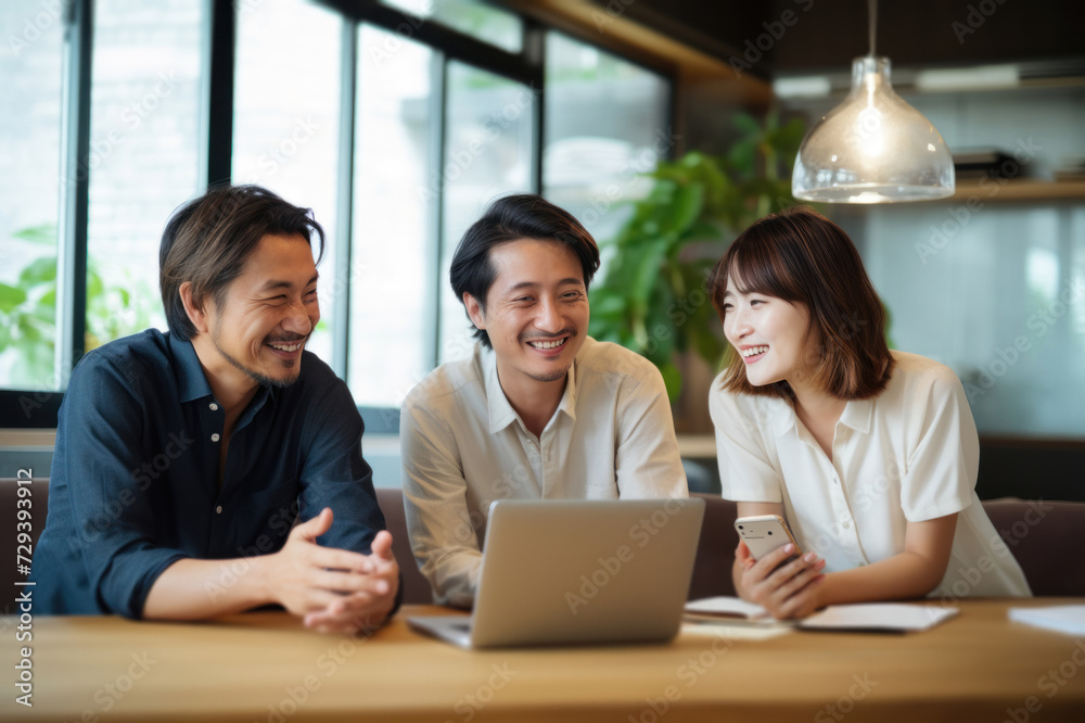 Group of asian business people sitting around a table together. Teamwork concept Group of asian business people sitting around a table together. Teamwork concept