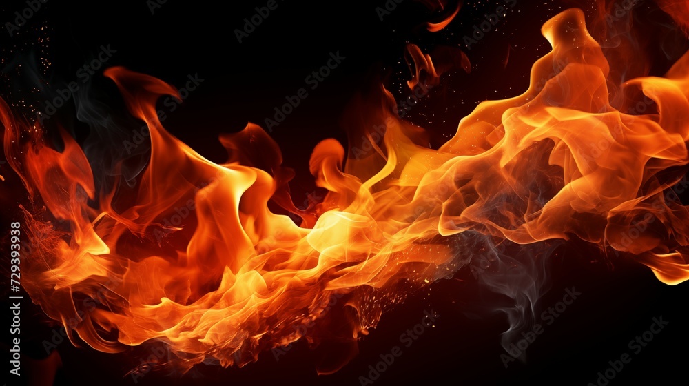 Inferno Unleashed: Vivid Flames and Smoke on a Stark Black Background