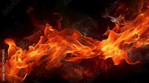 Inferno Unleashed: Vivid Flames and Smoke on a Stark Black Background