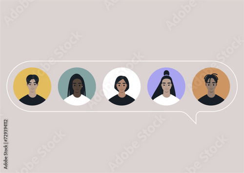 A range of diverse individuals within the confines of a speech bubble, symbolizing the importance of inclusive communication