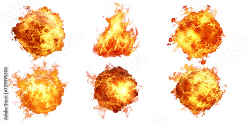 Set of fireball effects on transparent background photo