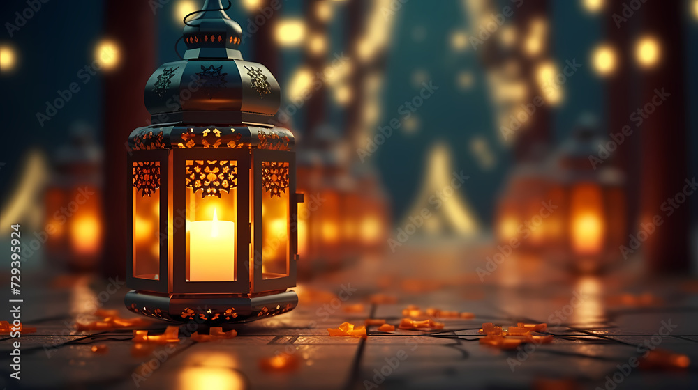 Glowing background for muslim feast in holy month of Ramadan Kareem