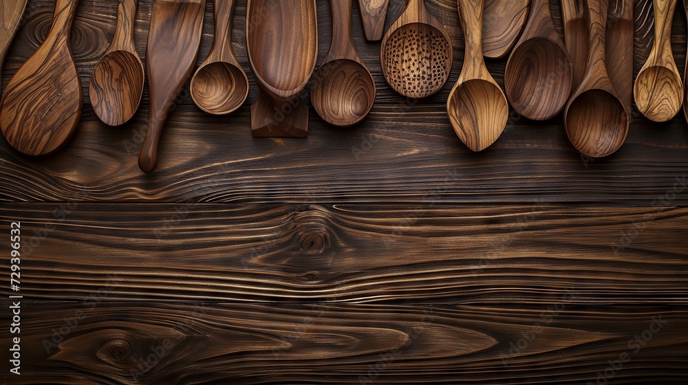 Craftsmanship showcased with an assortment of wooden kitchen utensils
