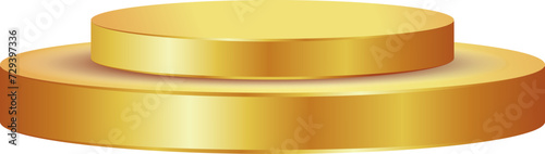 Golden round stage podium for product display, no background