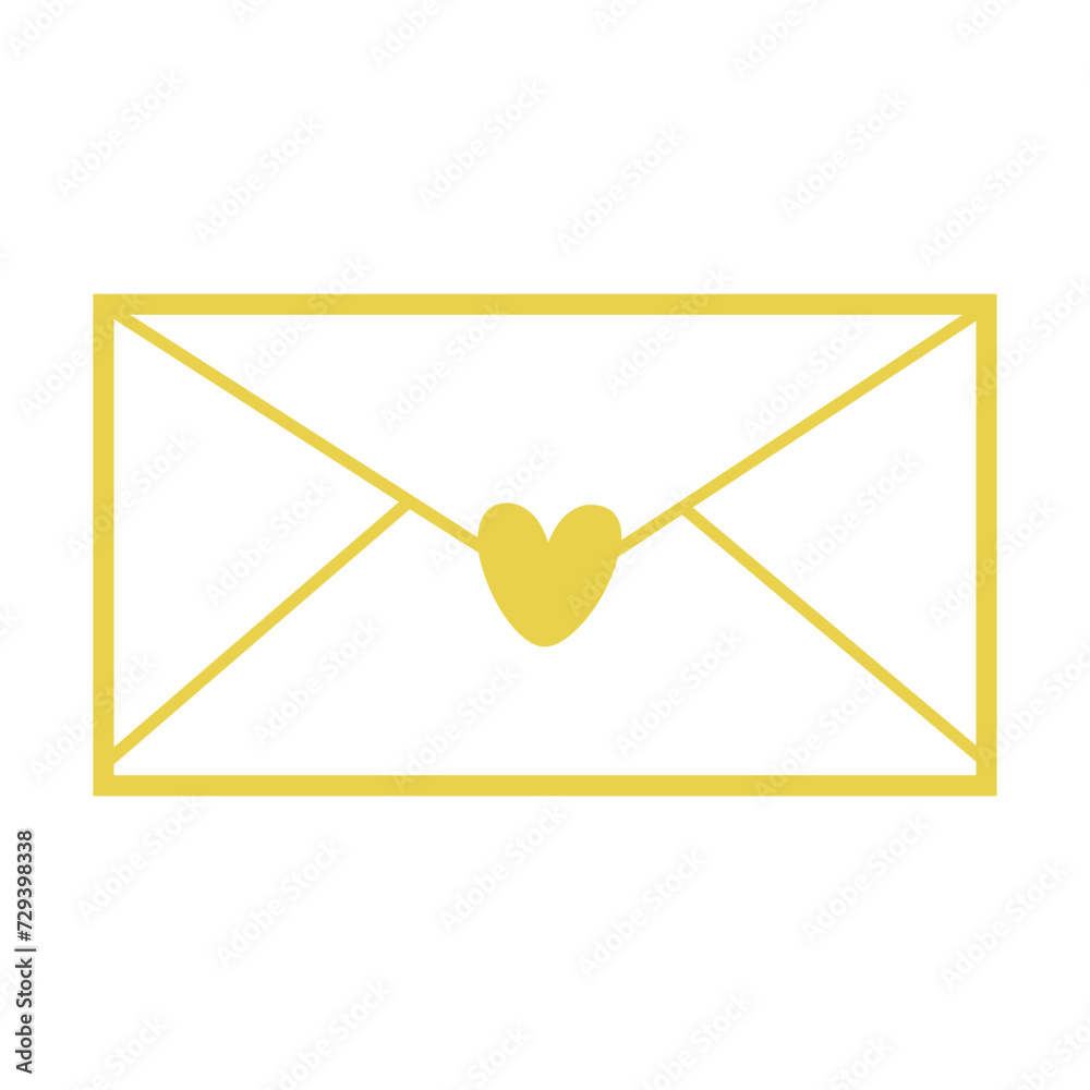 Golden Closed Envelope With A Heart Seal Icon Golden Closed Envelope With A Heart Seal Icon