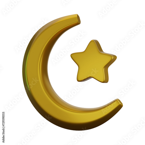 3d Ramadan crescent moon icon