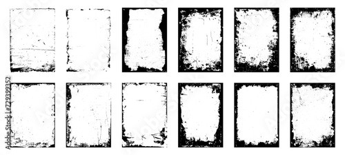 Set of frame different distressed black texture. Distress overlay vector textures. Set of dotted abstract frame. Distressed overlay texture.	