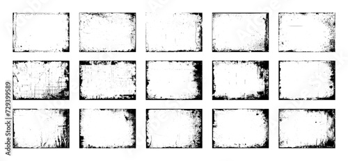 Set of frame different distressed black texture. Distress overlay vector textures. Set of dotted abstract frame. Distressed overlay texture. 