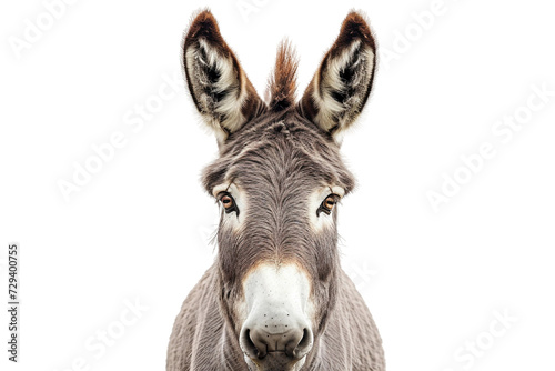 Close Up of a Donkey's Face Isolated on Transparent Background