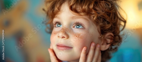 Child with atopic skin treating dermatitis. photo