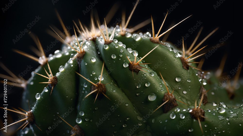 close-up images of water droplets clinging to the spines of a cactus after a desert rain close-up images of water droplets clinging to the spines of a cactus after a desert rain