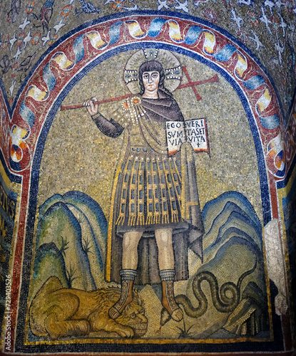NOVEMBER 2, 2023: An early christian mosaic of Jesus in Saint Andrew chapel, Ravenna, Italy photo