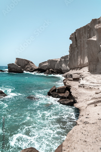 rocks cliff in the turquoise sea