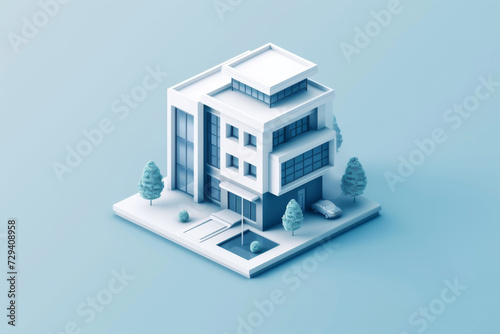 Isometric icon design of modern building.