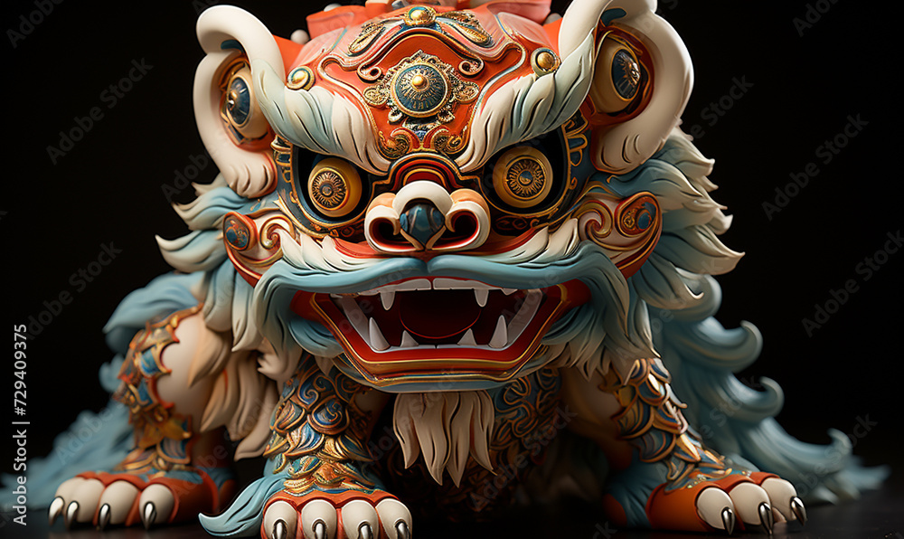 Fototapeta premium Baron or Lion Dance, studio shot