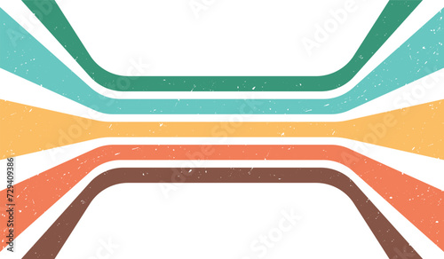 Abstract vintage retro 70s wallpaper with rainbow lines design. Colorful groovy striped background. Vector illustration.