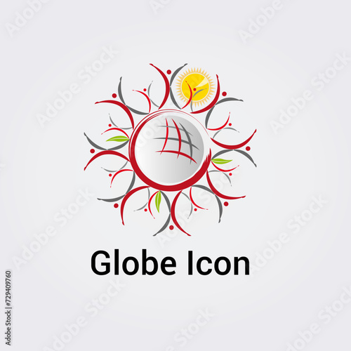 Icone Logo Illustration Planète Globe Cercle Rond Terre Eléments Monde Ville Nature Coeur Personnes 