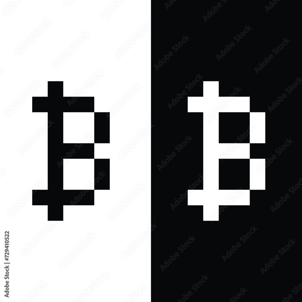 Obraz premium pixel art Bitcoin vector icon golden coin pixel element for 8 bit game