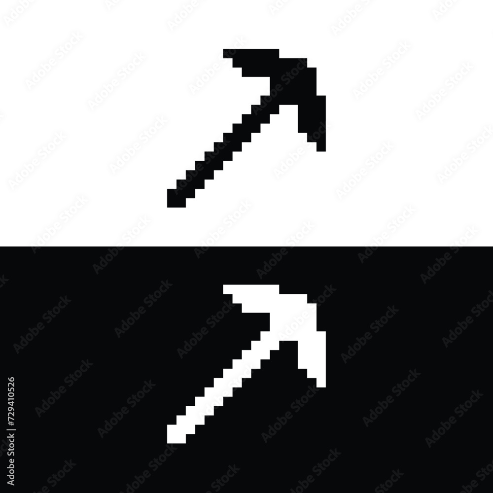 pixel hammer icon. Vector pixel art mining hammer 8 bit game logo for company pixel hammer icon. Vector pixel art mining hammer 8 bit game logo for company