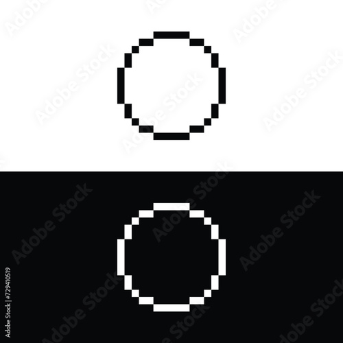 pixel CIRCLE icon.  Vector pixel art CIRCLE 8 bit game logo for company 