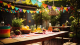 A backyard fiesta with Mexican-themed decorations