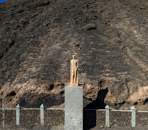 La Oliva, Fuerteventura, Spain, November 23, 2023; Aerial image of the monument Monumento a Miguel Unamuno near Tindaya Fuerteventura Canary Islands Spain  photo