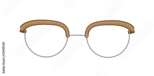 Trendy Classic Half Frame Plastic Material Glasses Vector Illustration.

