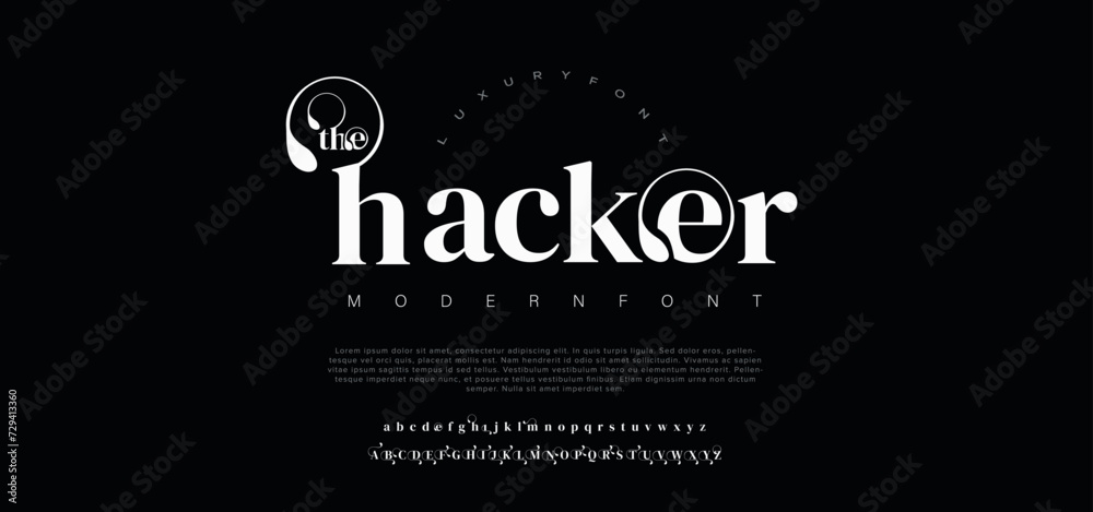 Hacker , a modern alphabet lowercase font. minimalist typography vector illustration design - obrazy, fototapety, plakaty 