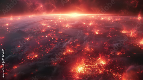 Earth on Fire. A Burning Planet from Space.