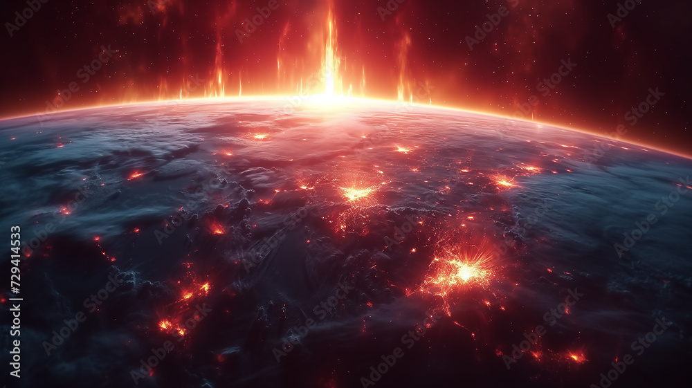 Earth on Fire. A Burning Planet from Space.