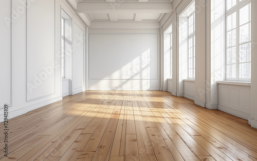 Minimalist Empty Room With White Walls and Wooden Floors
