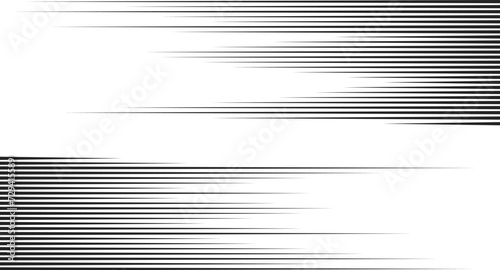Trendy dynamic horizontal speed lines background. Anime style line backdrop. Comics book frame speed lines. Monochrome manga super hero force movement layout. Simple geometric horizontal stripes.